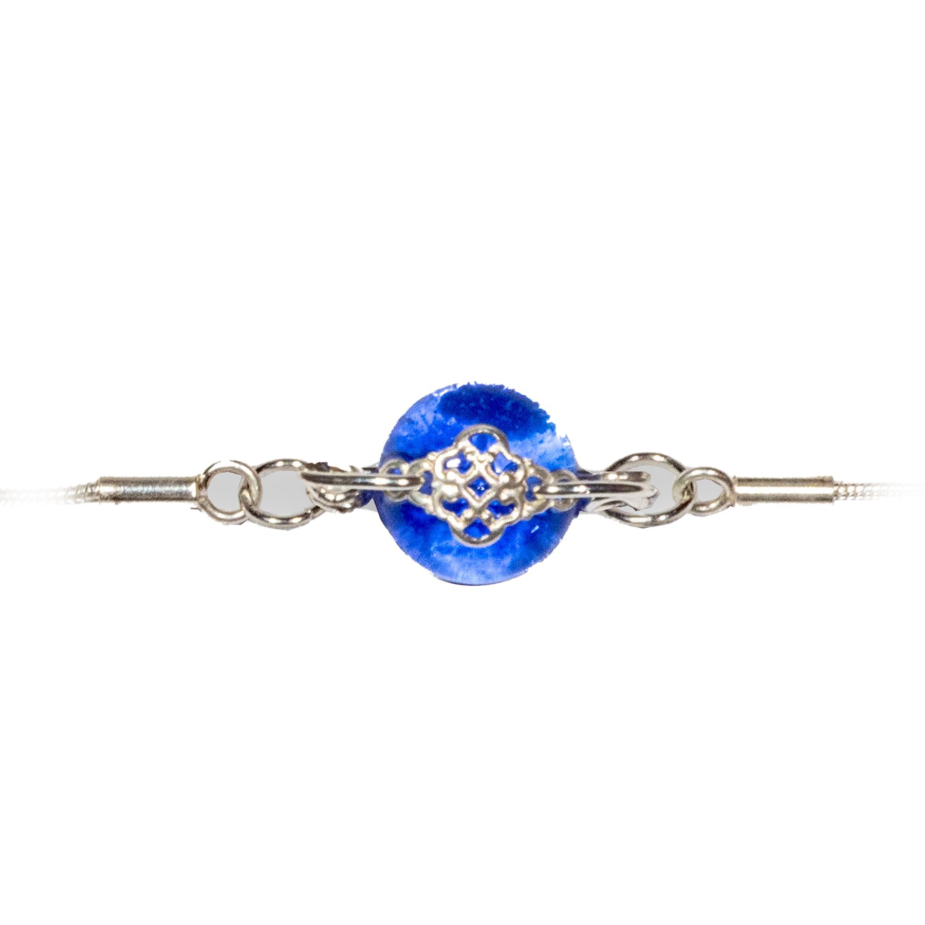 Bracelet dentelle d’argent bleu lavande